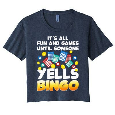 Funny Bingo Lover Design For Women Bingo Gambling Player Women's Crop Top Tee