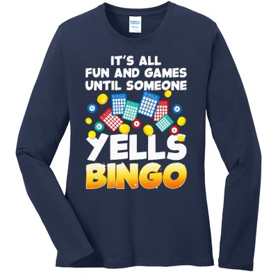 Funny Bingo Lover Design For Women Bingo Gambling Player Ladies Long Sleeve Shirt