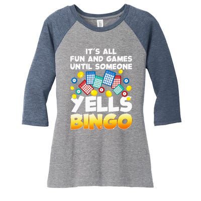 Funny Bingo Lover Design For Women Bingo Gambling Player Women's Tri-Blend 3/4-Sleeve Raglan Shirt