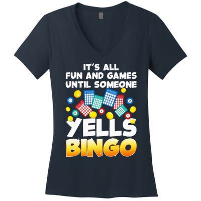 Funny Bingo Lover Design For Women Bingo Gambling Player Women's V-Neck T-Shirt