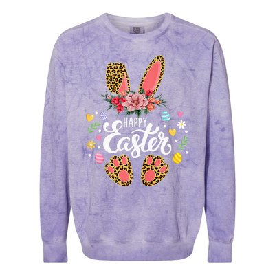 funyn Bunny Leopard Easter Egg Hunt Squad Colorblast Crewneck Sweatshirt