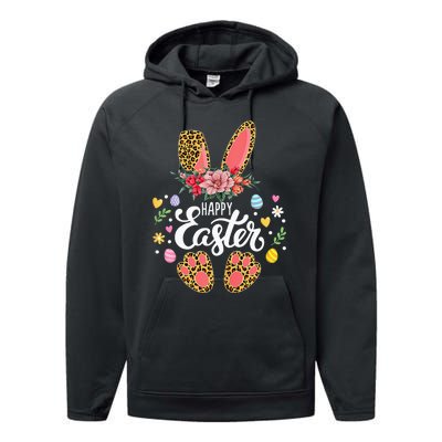 funyn Bunny Leopard Easter Egg Hunt Squad Performance Fleece Hoodie