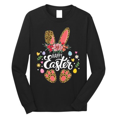 funyn Bunny Leopard Easter Egg Hunt Squad Long Sleeve Shirt