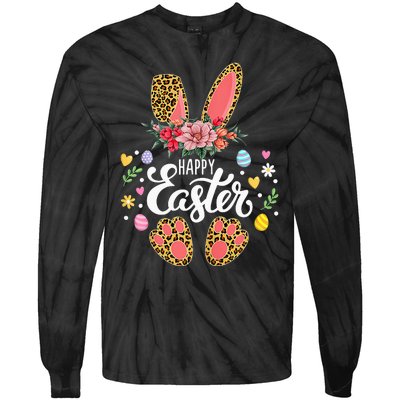 funyn Bunny Leopard Easter Egg Hunt Squad Tie-Dye Long Sleeve Shirt