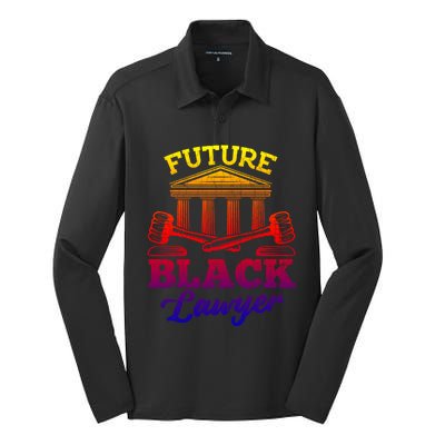 Future Black Lawyer Funny Attorney Law School Graphic Funny Gift Silk Touch Performance Long Sleeve Polo