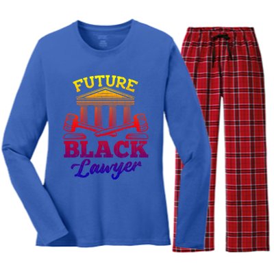 Future Black Lawyer Funny Attorney Law School Graphic Funny Gift Women's Long Sleeve Flannel Pajama Set 