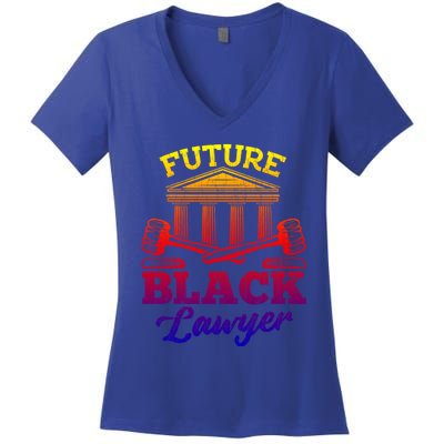 Future Black Lawyer Funny Attorney Law School Graphic Funny Gift Women's V-Neck T-Shirt