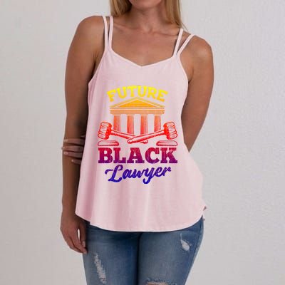 Future Black Lawyer Funny Attorney Law School Graphic Funny Gift Women's Strappy Tank