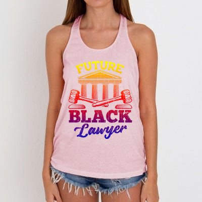 Future Black Lawyer Funny Attorney Law School Graphic Funny Gift Women's Knotted Racerback Tank