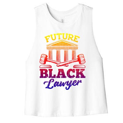 Future Black Lawyer Funny Attorney Law School Graphic Funny Gift Women's Racerback Cropped Tank