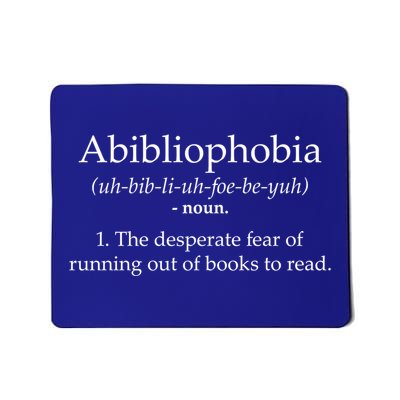 Funny Book Lover Library Tee Abibliophobia Definition Cool Gift Mousepad