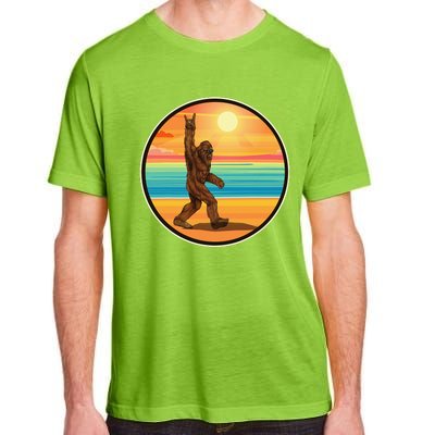 Funny Bigfoot Loves Rock And Roll Sunglasses, Walking On The Beach Adult ChromaSoft Performance T-Shirt