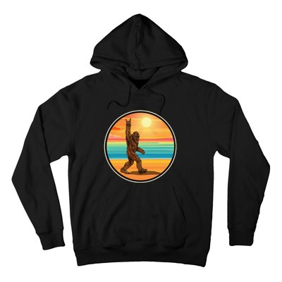 Funny Bigfoot Loves Rock And Roll Sunglasses, Walking On The Beach Hoodie