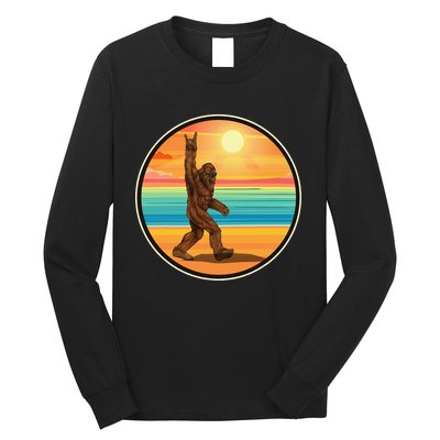 Funny Bigfoot Loves Rock And Roll Sunglasses, Walking On The Beach Long Sleeve Shirt