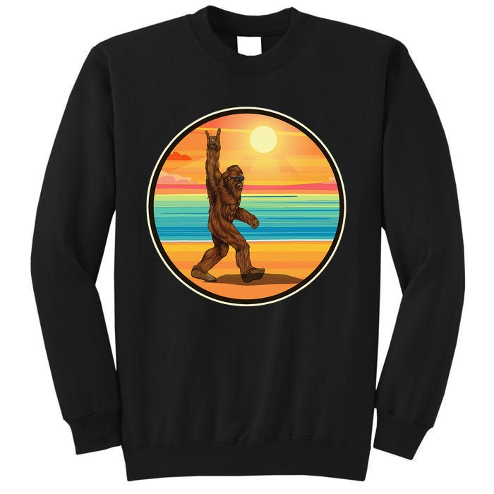 Funny Bigfoot Loves Rock And Roll Sunglasses, Walking On The Beach Sweatshirt