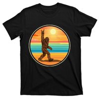 Funny Bigfoot Loves Rock And Roll Sunglasses, Walking On The Beach T-Shirt