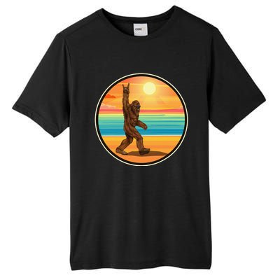 Funny Bigfoot Loves Rock And Roll Sunglasses, Walking On The Beach Tall Fusion ChromaSoft Performance T-Shirt