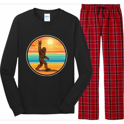 Funny Bigfoot Loves Rock And Roll Sunglasses, Walking On The Beach Long Sleeve Pajama Set