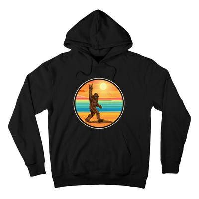 Funny Bigfoot Loves Rock And Roll Sunglasses, Walking On The Beach Tall Hoodie