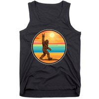 Funny Bigfoot Loves Rock And Roll Sunglasses, Walking On The Beach Tank Top