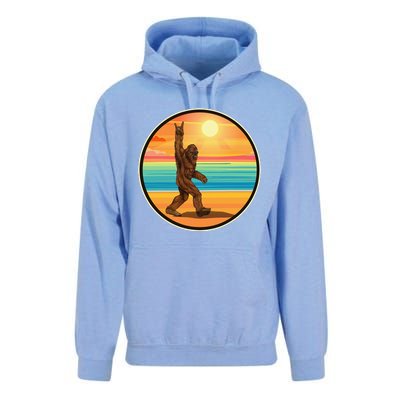 Funny Bigfoot Loves Rock And Roll Sunglasses, Walking On The Beach Unisex Surf Hoodie