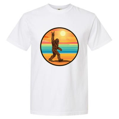 Funny Bigfoot Loves Rock And Roll Sunglasses, Walking On The Beach Garment-Dyed Heavyweight T-Shirt