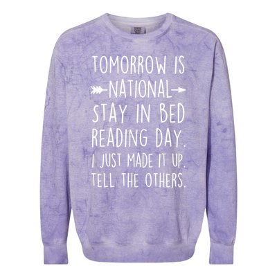 Funny Book Lovers National Staying In Bed Reading Day Gift Colorblast Crewneck Sweatshirt