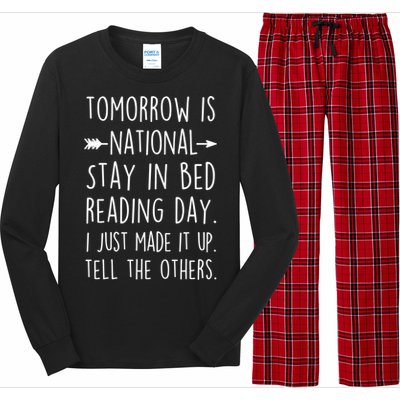 Funny Book Lovers National Staying In Bed Reading Day Gift Long Sleeve Pajama Set