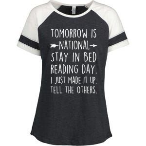 Funny Book Lovers National Staying In Bed Reading Day Gift Enza Ladies Jersey Colorblock Tee