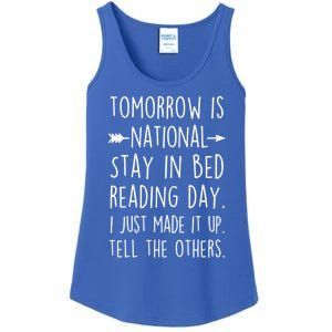 Funny Book Lovers National Staying In Bed Reading Day Gift Ladies Essential Tank