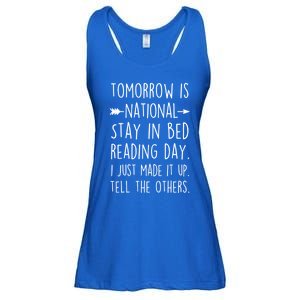 Funny Book Lovers National Staying In Bed Reading Day Gift Ladies Essential Flowy Tank