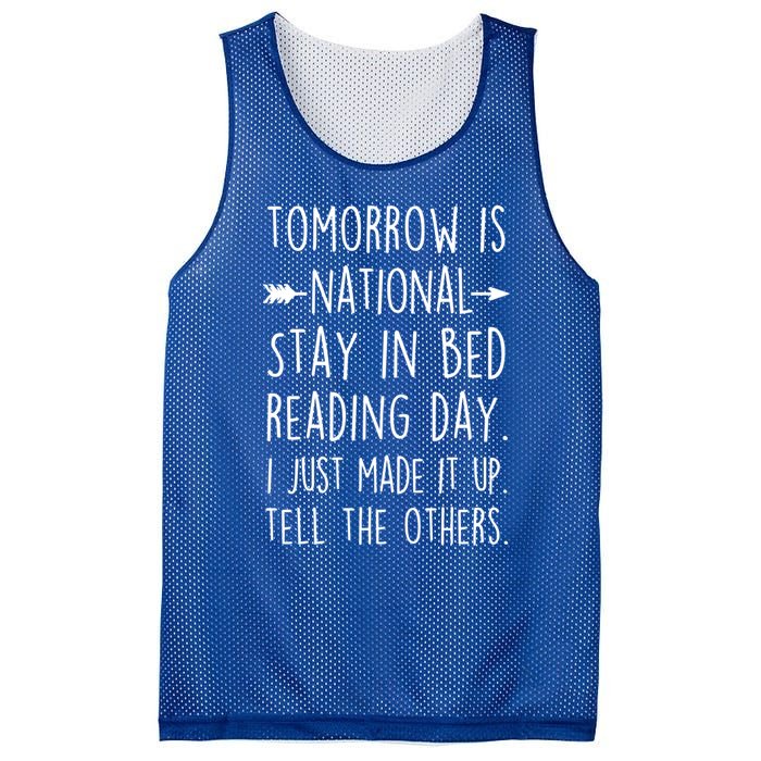 Funny Book Lovers National Staying In Bed Reading Day Gift Mesh Reversible Basketball Jersey Tank