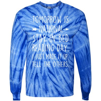 Funny Book Lovers National Staying In Bed Reading Day Gift Tie-Dye Long Sleeve Shirt