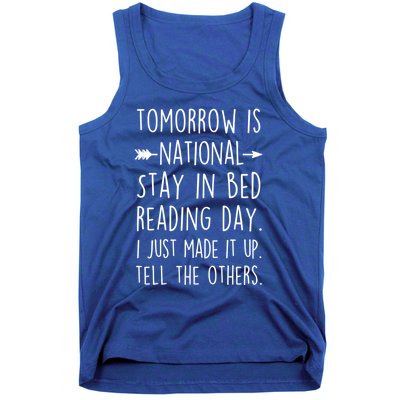 Funny Book Lovers National Staying In Bed Reading Day Gift Tank Top