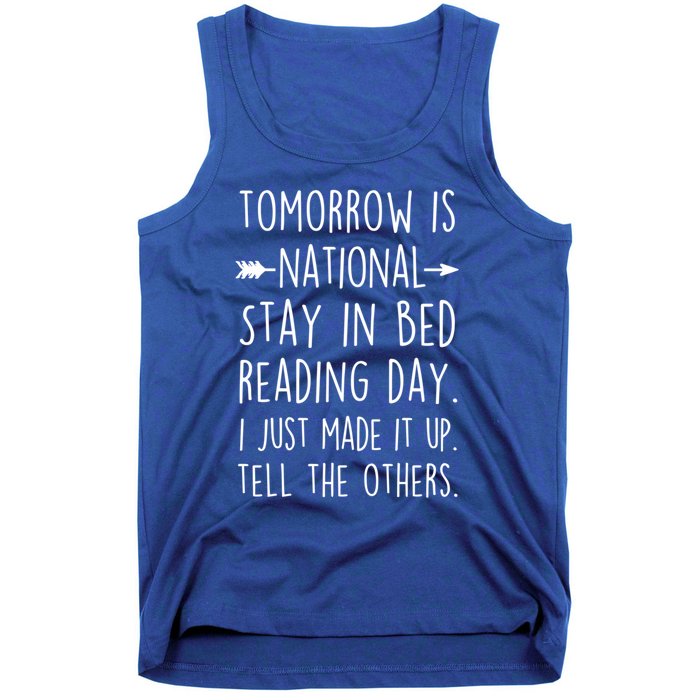 Funny Book Lovers National Staying In Bed Reading Day Gift Tank Top