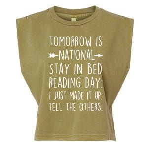 Funny Book Lovers National Staying In Bed Reading Day Gift Garment-Dyed Women's Muscle Tee