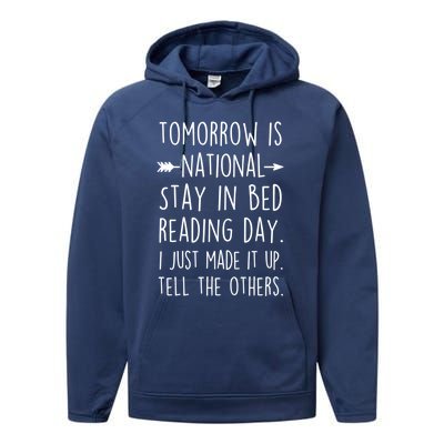 Funny Book Lovers National Staying In Bed Reading Day Gift Performance Fleece Hoodie