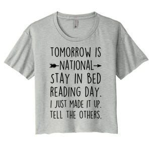 Funny Book Lovers National Staying In Bed Reading Day Gift Women's Crop Top Tee