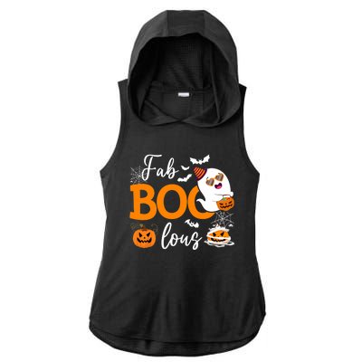 Fab Boo Lous Cute Ghost Halloween Ladies PosiCharge Tri-Blend Wicking Draft Hoodie Tank