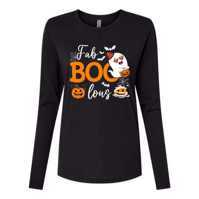 Fab Boo Lous Cute Ghost Halloween Womens Cotton Relaxed Long Sleeve T-Shirt