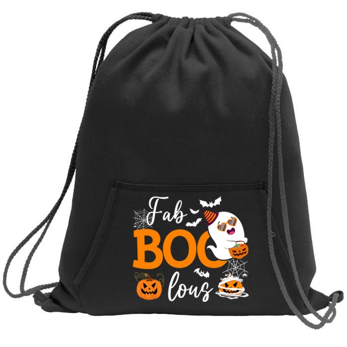 Fab Boo Lous Cute Ghost Halloween Sweatshirt Cinch Pack Bag