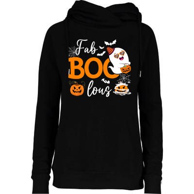 Fab Boo Lous Cute Ghost Halloween Womens Funnel Neck Pullover Hood