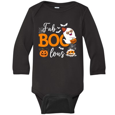 Fab Boo Lous Cute Ghost Halloween Baby Long Sleeve Bodysuit