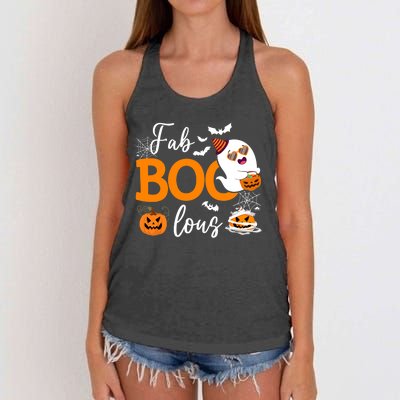 Fab Boo Lous Cute Ghost Halloween Women's Knotted Racerback Tank