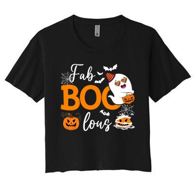 Fab Boo Lous Cute Ghost Halloween Women's Crop Top Tee