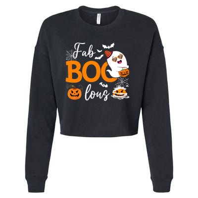 Fab Boo Lous Cute Ghost Halloween Cropped Pullover Crew