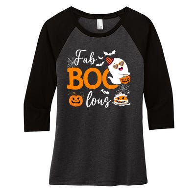 Fab Boo Lous Cute Ghost Halloween Women's Tri-Blend 3/4-Sleeve Raglan Shirt