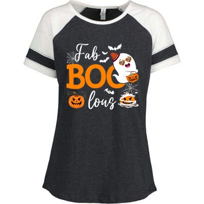 Fab Boo Lous Cute Ghost Halloween Enza Ladies Jersey Colorblock Tee