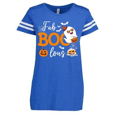 Fab Boo Lous Cute Ghost Halloween Enza Ladies Jersey Football T-Shirt