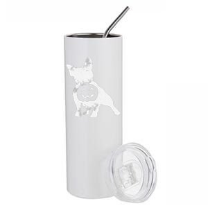 French Bulldog Lazy Halloween Costume Cute Frenchie Pumpkin Stainless Steel Tumbler